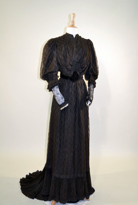 Black Silk and Lace Dress, 1890s