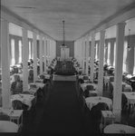 View of the inside of a prepared banquet room or reception hall by William Garber
