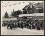 John Deere Day, view of a large crowd gathered around the tractor displays outside of a John Deere store by William Garber