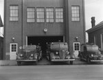 Front view of the Mt. Jackson Fire Department, with three trucks pictured by William Garber