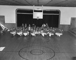 Broadway (High) School, the band set up for performance in the gym. by William Garber