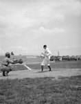 Baseball catcher and batter playing a game by William Garber