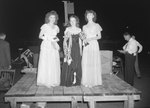 Timberville Horse Show, three women standing on a platform holding horse bridles, ribbons, and a trophy by William Garber
