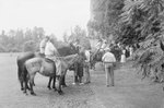 A number of horse riders, lined up in pairs. Natural Chimneys, Mount Solon, Va. by William Garber