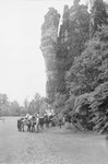 Distant view of horse riders at Natural Chimneys, Mount Solon, Va. by William Garber