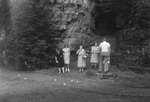 A man and four women standing outside at Natural Chimneys, Mount Solon, Va. by William Garber