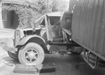 View of a tractor-trailer that has suffered a bad accident, VA license plate 151-49 by William Garber